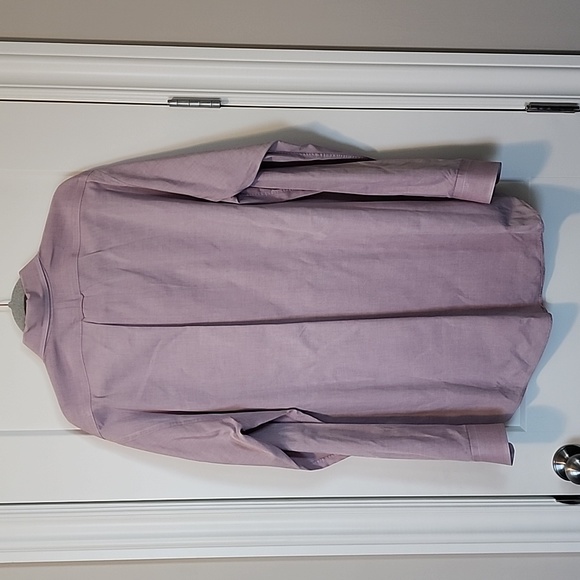 Tall 17-37 Lands' End Pinpoint Oxford Long Sleeve Button Down shirt washed red - Picture 5 of 5